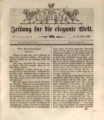 Zeitung für die elegante Welt Samstag 28. März 1840