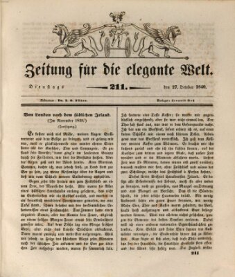 Zeitung für die elegante Welt Dienstag 27. Oktober 1840
