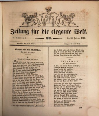 Zeitung für die elegante Welt Dienstag 23. Februar 1841