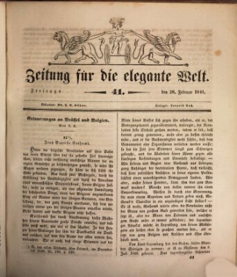 Zeitung für die elegante Welt Freitag 26. Februar 1841