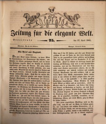 Zeitung für die elegante Welt Samstag 17. April 1841