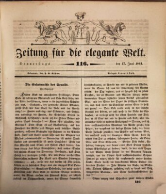 Zeitung für die elegante Welt Donnerstag 17. Juni 1841
