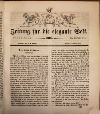 Zeitung für die elegante Welt Donnerstag 15. Juli 1841