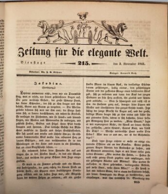 Zeitung für die elegante Welt Dienstag 2. November 1841