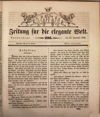 Zeitung für die elegante Welt Donnerstag 18. November 1841