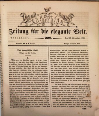 Zeitung für die elegante Welt Samstag 20. November 1841