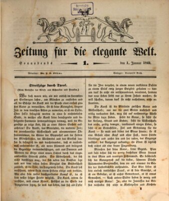 Zeitung für die elegante Welt Samstag 1. Januar 1842