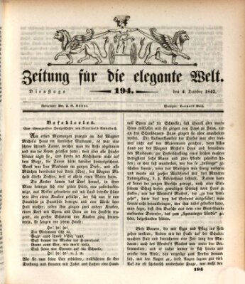 Zeitung für die elegante Welt Dienstag 4. Oktober 1842