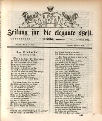 Zeitung für die elegante Welt Donnerstag 1. Dezember 1842