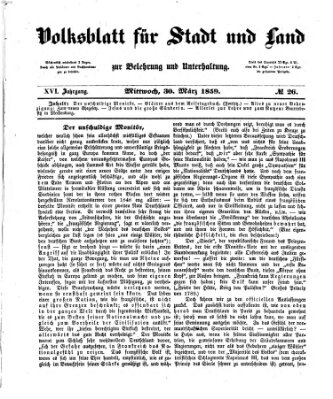 Volksblatt für Stadt und Land zur Belehrung und Unterhaltung Mittwoch 30. März 1859