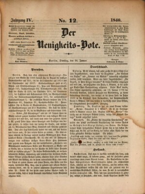 Der Neuigkeitsbote Dienstag 28. Januar 1840