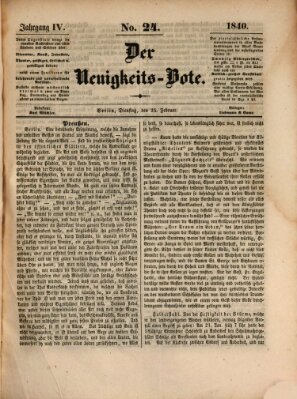 Der Neuigkeitsbote Dienstag 25. Februar 1840