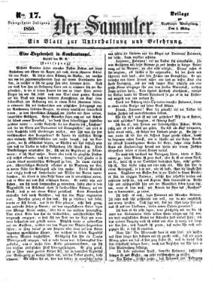 Der Sammler (Augsburger Abendzeitung) Samstag 2. März 1850