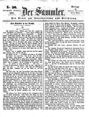Der Sammler (Augsburger Abendzeitung) Samstag 8. März 1851