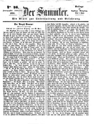 Der Sammler (Augsburger Abendzeitung) Samstag 7. Juni 1851