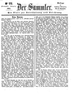 Der Sammler (Augsburger Abendzeitung) Mittwoch 24. September 1851