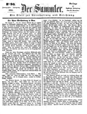 Der Sammler (Augsburger Abendzeitung) Samstag 22. November 1851