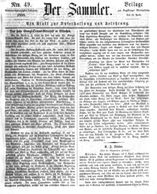 Der Sammler (Augsburger Abendzeitung) Samstag 24. April 1858