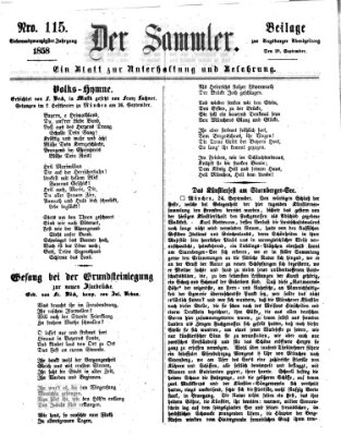 Der Sammler (Augsburger Abendzeitung) Dienstag 28. September 1858