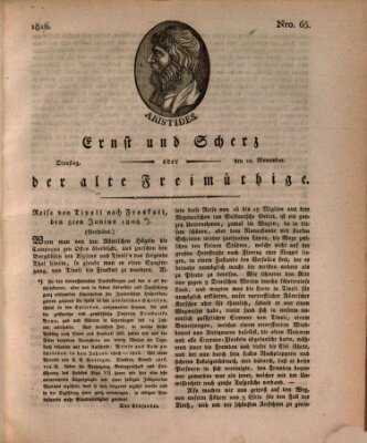 Ernst und Scherz oder Der alte Freimüthige Dienstag 12. November 1816