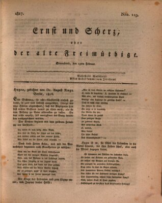 Ernst und Scherz oder Der alte Freimüthige Samstag 15. Februar 1817
