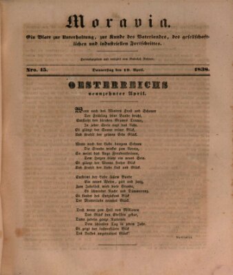 Moravia Donnerstag 19. April 1838