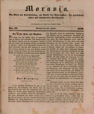 Moravia Montag 21. Januar 1839