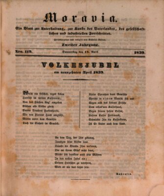 Moravia Donnerstag 18. April 1839