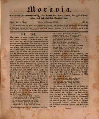 Moravia Montag 4. Januar 1841