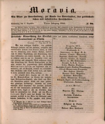 Moravia Donnerstag 9. Dezember 1841