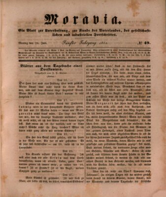Moravia Montag 20. Juni 1842