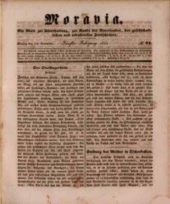 Moravia Montag 14. November 1842