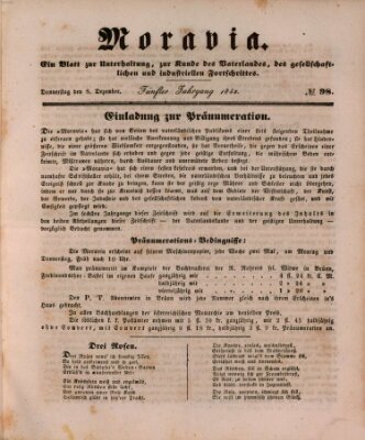 Moravia Donnerstag 8. Dezember 1842
