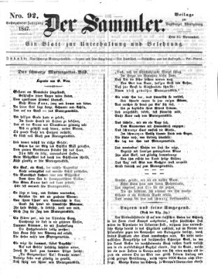 Der Sammler (Augsburger Abendzeitung) Mittwoch 17. November 1847