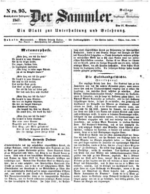 Der Sammler (Augsburger Abendzeitung) Samstag 27. November 1847