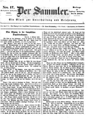 Der Sammler (Augsburger Abendzeitung) Samstag 26. Februar 1848