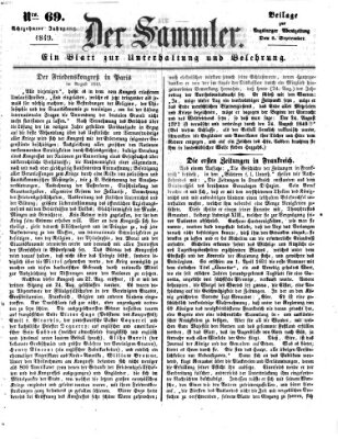 Der Sammler (Augsburger Abendzeitung) Samstag 8. September 1849