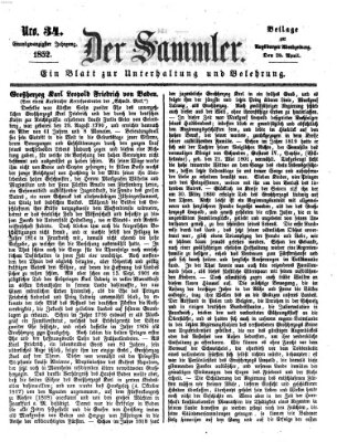 Der Sammler (Augsburger Abendzeitung) Mittwoch 28. April 1852