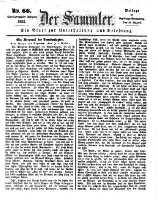 Der Sammler (Augsburger Abendzeitung) Samstag 21. August 1852
