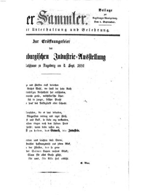 Der Sammler (Augsburger Abendzeitung) Samstag 4. September 1852