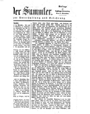 Der Sammler (Augsburger Abendzeitung) Samstag 27. November 1852
