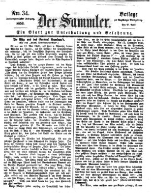 Der Sammler (Augsburger Abendzeitung) Mittwoch 27. April 1853