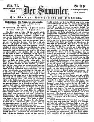 Der Sammler (Augsburger Abendzeitung) Samstag 16. September 1854