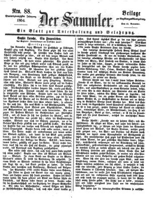 Der Sammler (Augsburger Abendzeitung) Mittwoch 15. November 1854