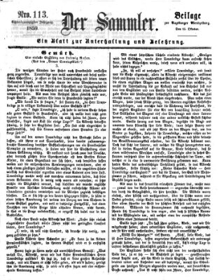 Der Sammler (Augsburger Abendzeitung) Samstag 15. Oktober 1859
