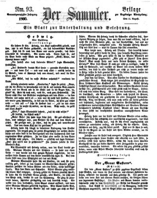 Der Sammler (Augsburger Abendzeitung) Samstag 11. August 1860