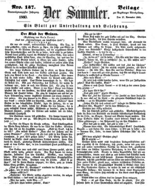 Der Sammler (Augsburger Abendzeitung) Dienstag 27. November 1860
