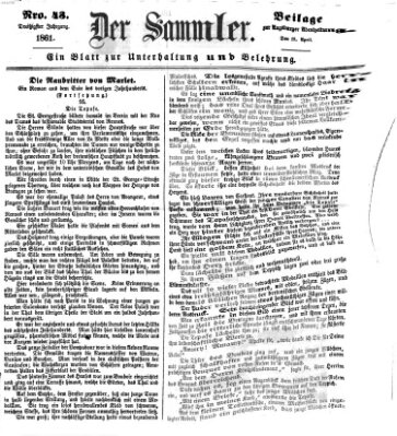 Der Sammler (Augsburger Abendzeitung) Donnerstag 18. April 1861