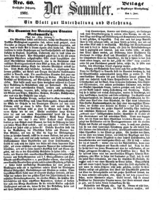 Der Sammler (Augsburger Abendzeitung) Samstag 1. Juni 1861