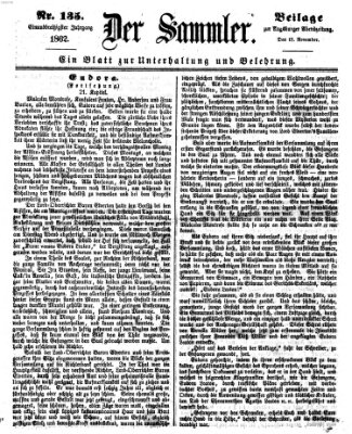 Der Sammler (Augsburger Abendzeitung) Dienstag 18. November 1862